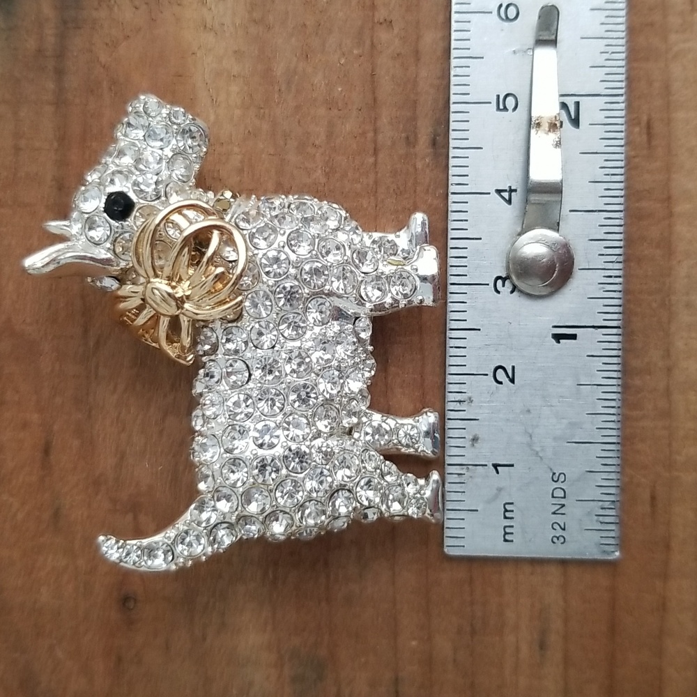 Scottish Terrier Two Tone Rhinestone Brooch - Picture 4 of 5
